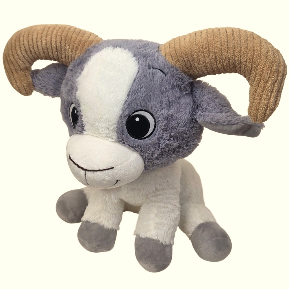 Fiesta Plush Ram Bighorn Sheep Grey White Corduroy Horns 14 Inch Sitting Stuffed